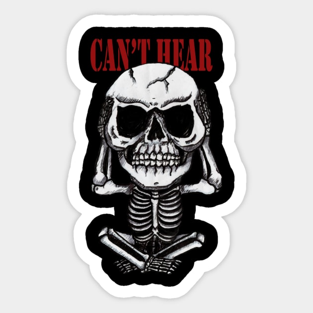 Can't Hear Skull Sticker by debonaart